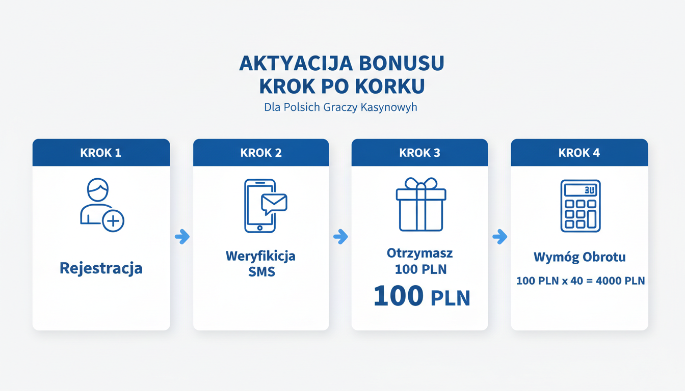Infografika przedstawiająca proces aktywacji bonusu i obliczanie wagera
