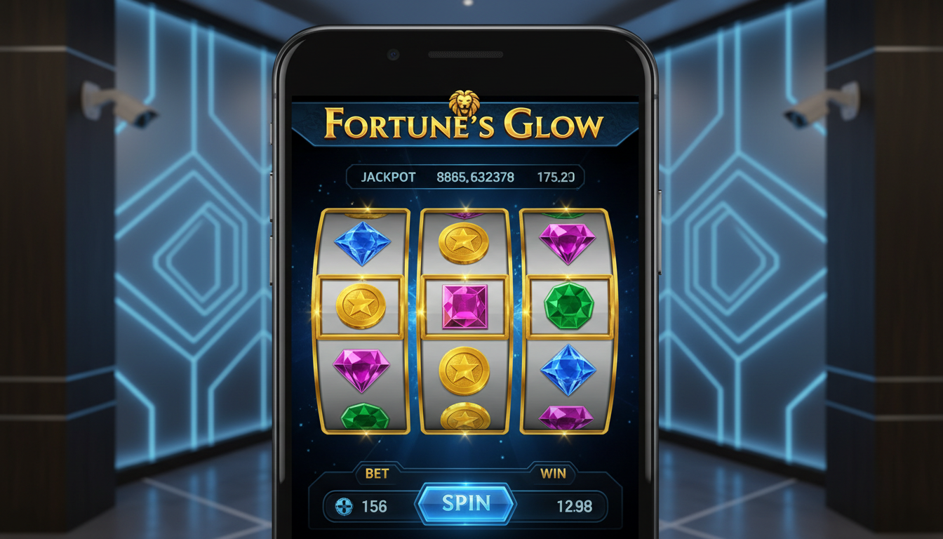 Digital gambling interface with slots and currency icons