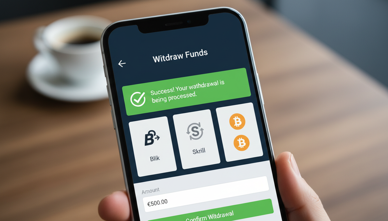 Przejrzysty interfejs kasyna z listą dostępnych metod wypłat