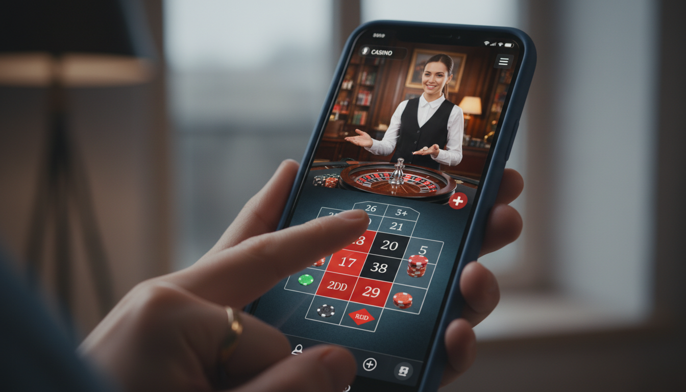 Osoba grająca w mobilną ruletkę na żywo