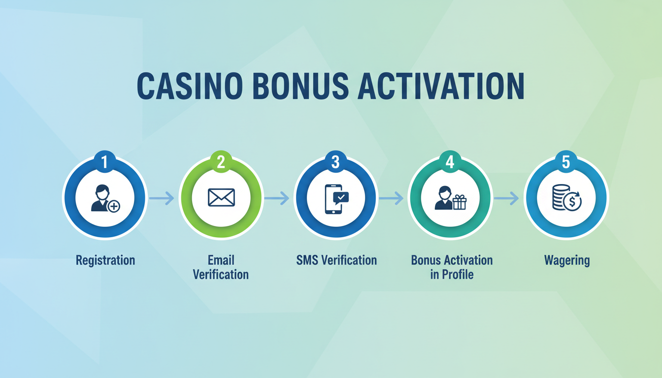 Infografika przedstawiająca proces weryfikacji bonusu bez depozytu