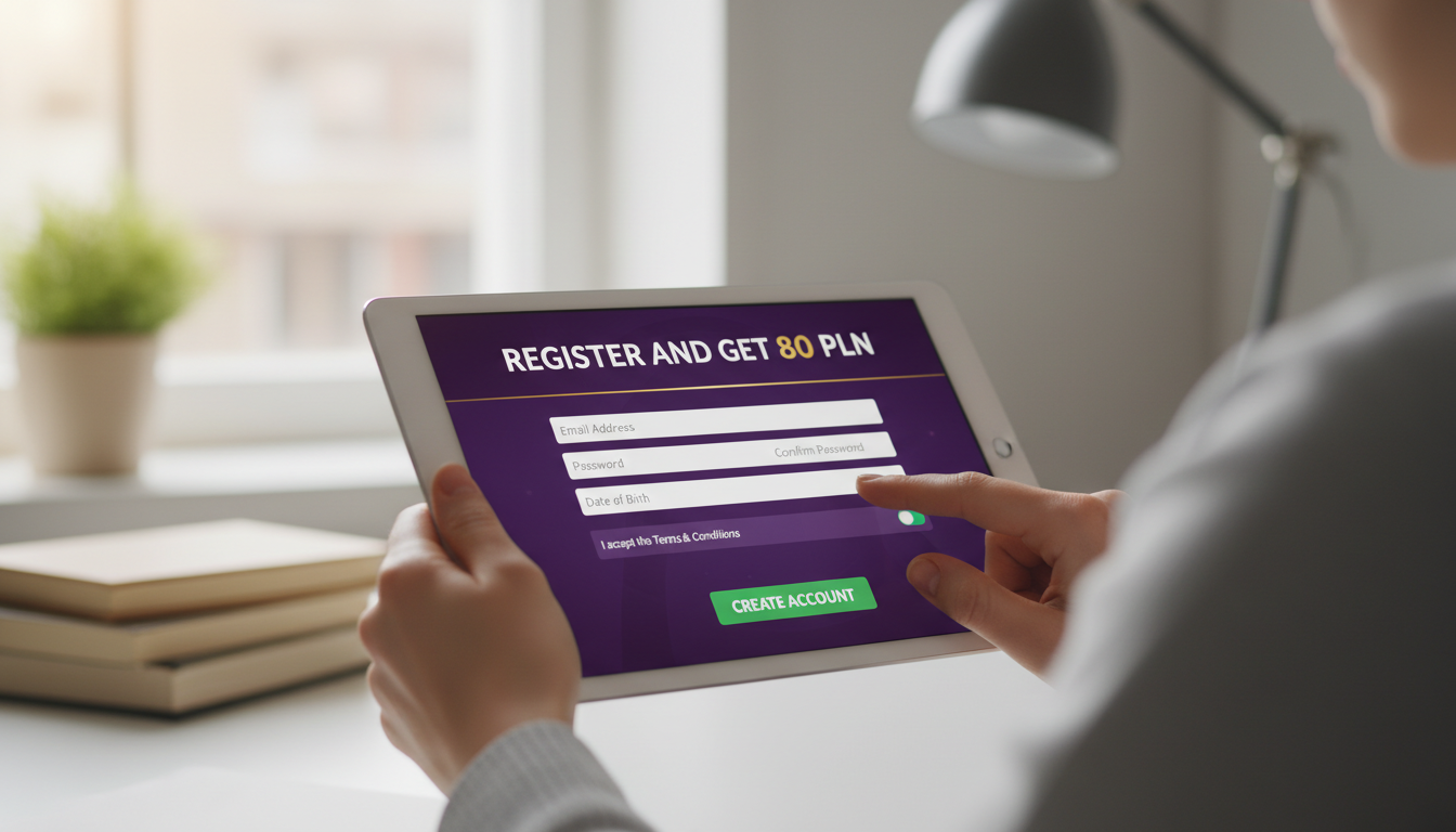 Osoba rejestrująca się w kasynie na tablecie